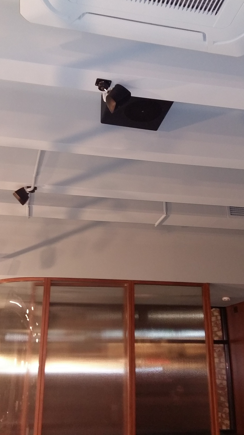 Installation of sound equipment for broadcasting background music